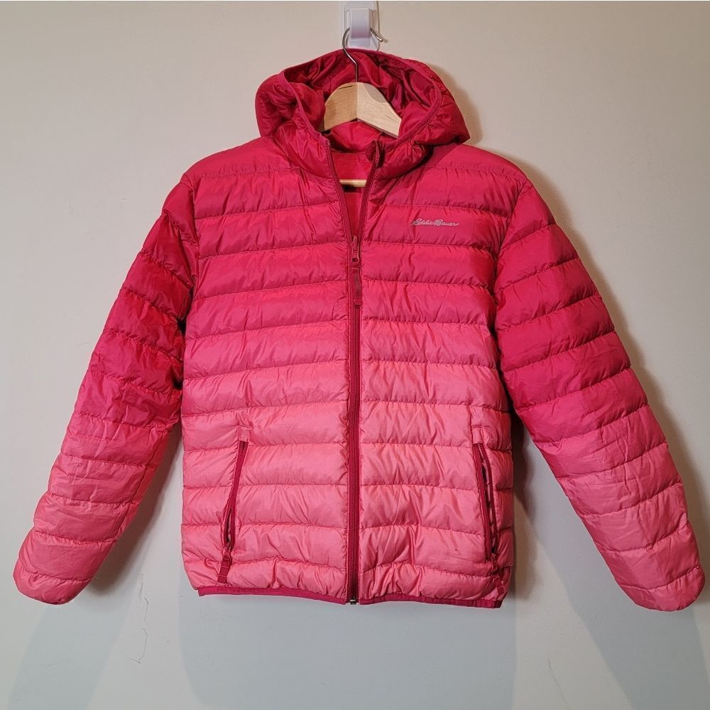 Eddie Bauer Girls Puffer Jacket Coar Pink Ombre Size L